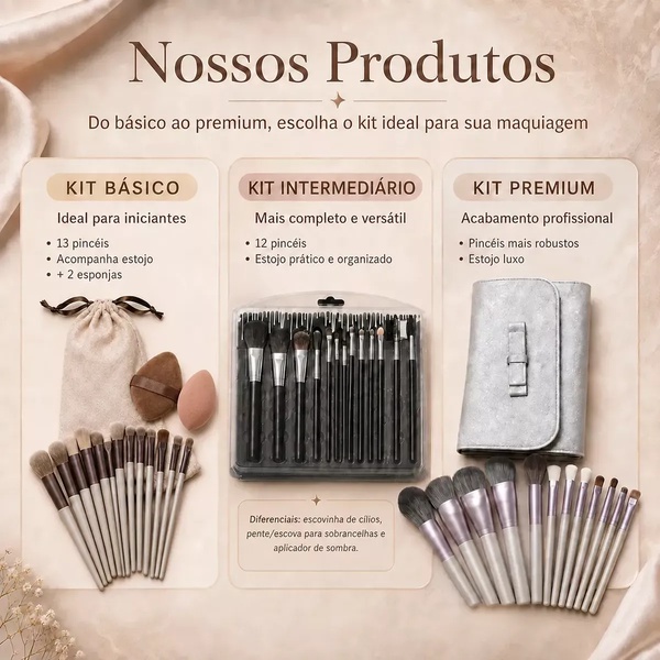 Kit Pincéis Maquiagem 15 Peças